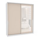 Ver imagem 2 de Guarda-roupa Casal Porto 2 Portas 2 Gavetas com Espelho Branco/creme - Politorno