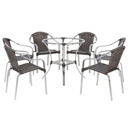 Jogo de careiras em aluminio e fibra sintetica Tóquio 6 unidades com base de mesa em aluminio - 1