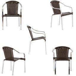 Jogo de careiras em aluminio e fibra sintetica Tóquio 6 unidades com base de mesa em aluminio - 6