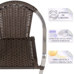 Jogo de careiras em aluminio e fibra sintetica Tóquio 6 unidades com base de mesa em aluminio - 4