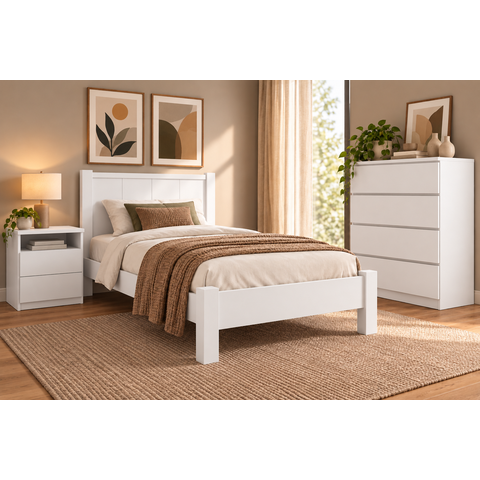 Cama Solteiro Versatil 100% MDF Cor Branco