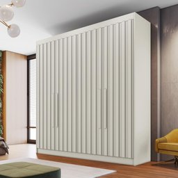 Guarda Roupa 4 Portas Potente com Espelho 100% Mdf Off White - Móveis Europa - 1