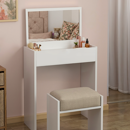 Escrivaninha Suporte Computador Home Office Mesa Penteadeira Aparador Organiza Decora Gaveta Quarto - 1