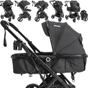 Ver imagem 3 de Carrinho Kiddo para Gemeos 2 Bebe Conforto Colinho Vox Ii Preto