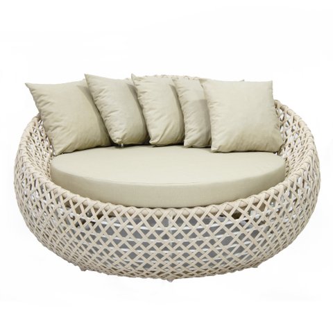 Sofa Chaise Concha Redonda Corda Náutica Varanda Piscina