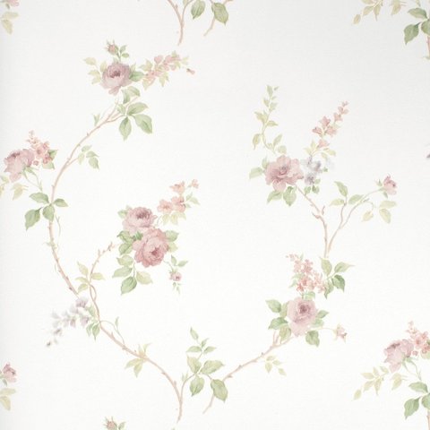 Papel de Parede Floral Rosa e Verde com Cola Inclusa Vinilico Lavável
