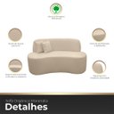 Ver imagem 4 de Kit 2 Poltronas com Sofá Curvo 2 Lugares Feijão Forma Orgânica 1,50 Bouclé Maranata