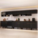 Ver imagem 1 de Armário de Cozinha Completa Atlanta Station com Vidro Carraro Preto Touch