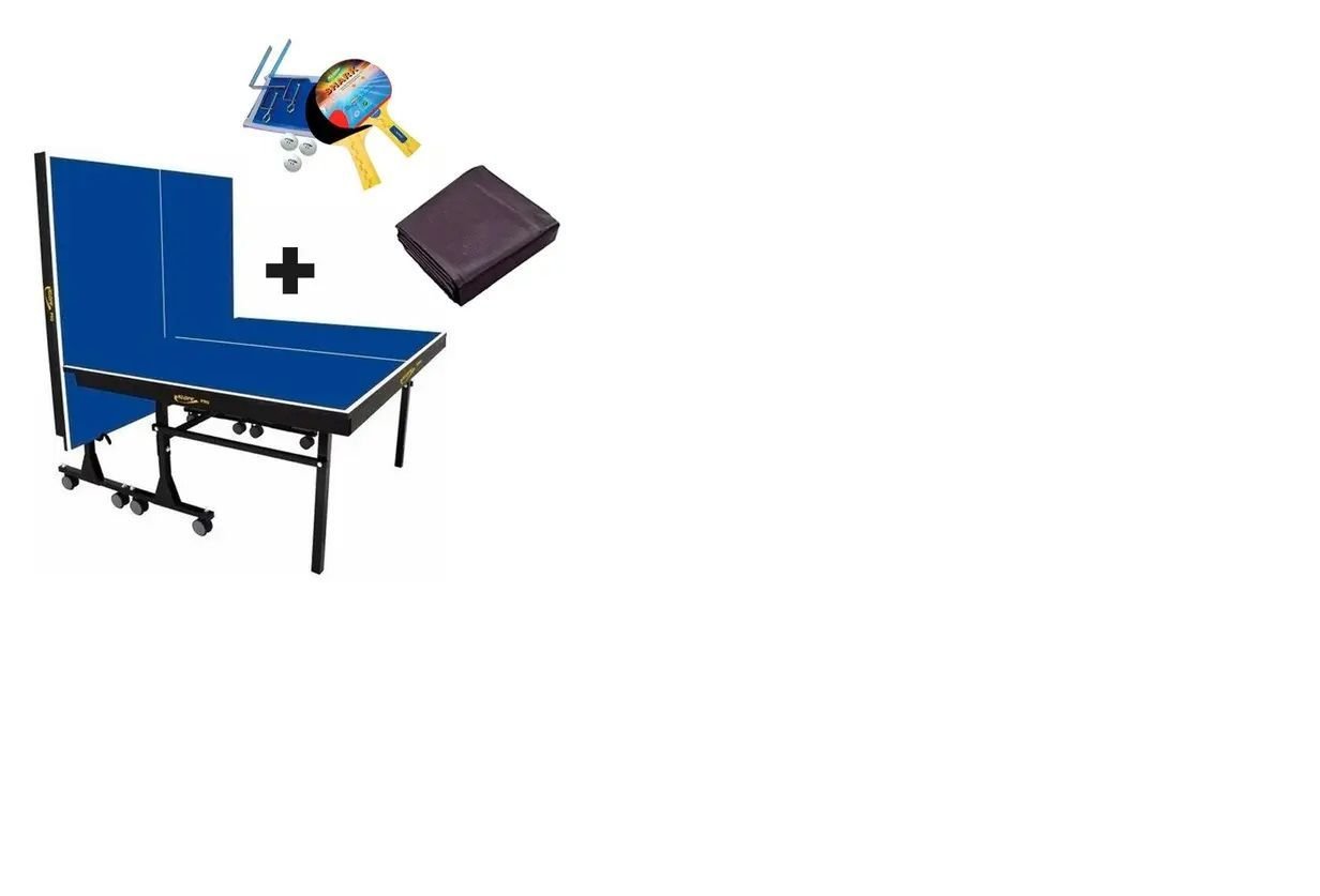 Mesa de Ping Pong Mdf 25mm 1008 Klopf C/ Rodas + Kit Completo 5031 + Capa para Mesa Fechada / Dobrad