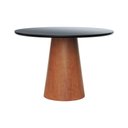 Ver imagem 1 de Mesa de Jantar Tampo em Vidro Base Cone Laminado Cinamomo Amêndoa Tampo 150 Mdf Preto-vidro Preto