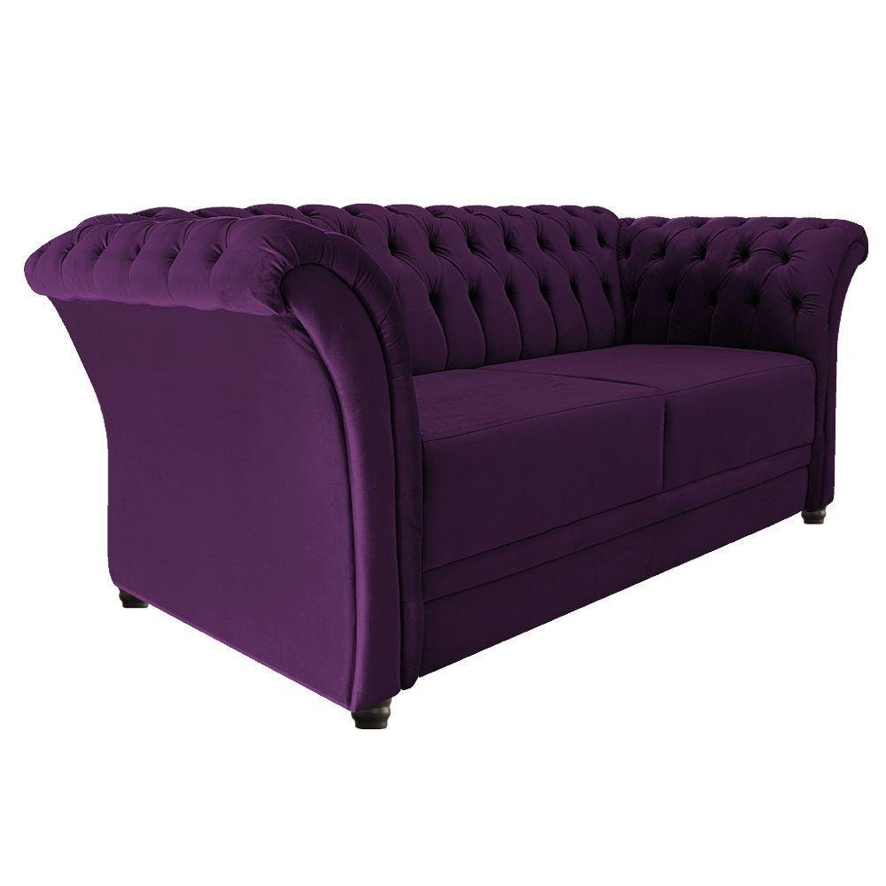 Namoradeira Chesterfield Sofia Suede Roxo - 1