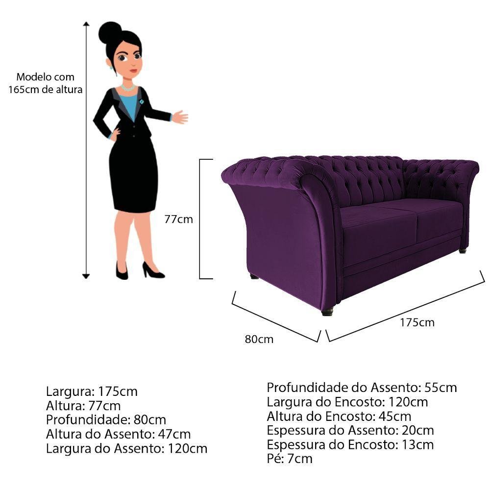 Namoradeira Chesterfield Sofia Suede Roxo - 4