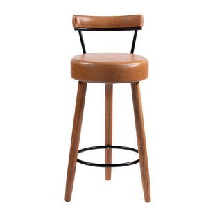 Banqueta Alta 80cm Estofada Corino C/ Encosto Retrô Pé Palito P/ Cozinha Área Gourmet Balcão Bancada