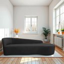 Ver imagem 1 de Recamier Curvo Orgânico 180cm 3 Lugares Lado Direito para Sala de Estar em Linho Paris Preto