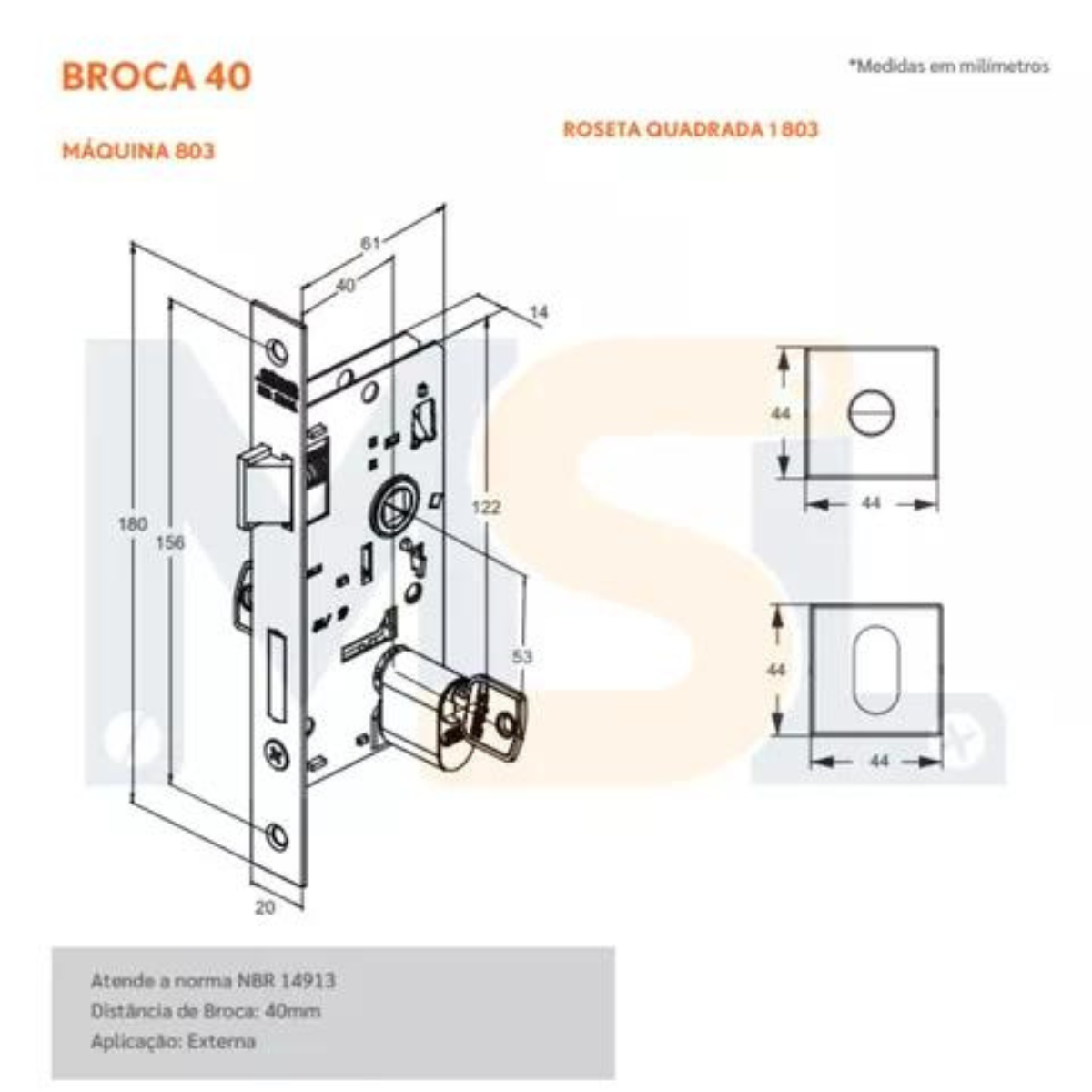 Fechadura Porta Externa 803/35 Preto Roseta Aço Inox Stam - 4