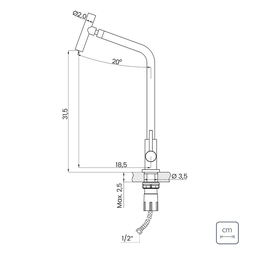 Torneira para Cozinha Mesa Inox Escovado com Bica Articulada - 9