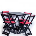 Ver imagem 1 de Mesa Dobrável com 4 Cadeiras Estofadas 70x70 Vermelho