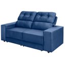 Ver imagem 2 de Sofá Retrátil e Reclinável 180cm Veludo Oslo Azul