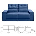 Ver imagem 3 de Sofá Retrátil e Reclinável 180cm Veludo Oslo Azul