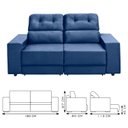 Ver imagem 3 de Sofá Retrátil e Reclinável 180cm Veludo Oslo Azul