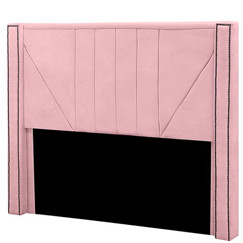 Cabeceira Casal Queen Estofada para Cama Box Toronto Veludo Rosa Bebe