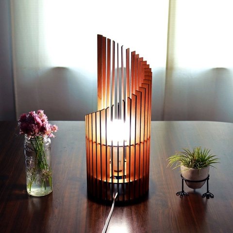 Abajur de Mesa em MDF Cor Marron