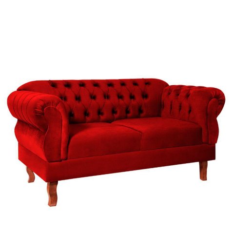 Namoradeira Chesterfield Elisabeth 2 Lugares Via Encanto Veludo Vermelho