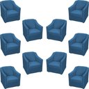 Ver imagem 1 de Kit 10 Poltronas Decorativa Mila Pé de Plástico Cromado - Azul-marinho Suede