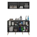 Ver imagem 4 de Conjunto Lavanderia Retrô Multiuso Armário Aéreo e Balcão 4 Portas Multimóveis Mp5053 Grafite/