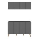 Ver imagem 5 de Conjunto Lavanderia Retrô Multiuso Armário Aéreo e Balcão 4 Portas Multimóveis Mp5053 Grafite/