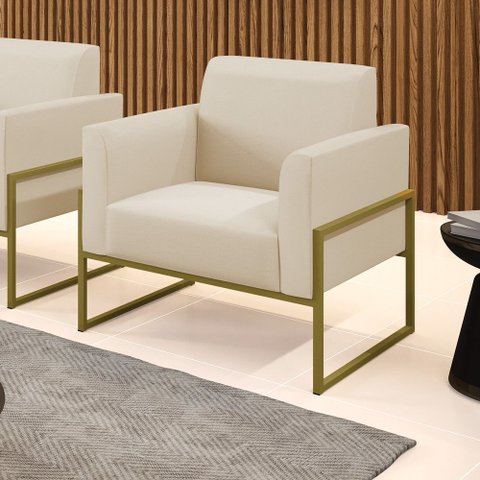 Poltrona Sala Decorativa Marisa Industrial Alta Dourada Sintético D03 - D’Rossi