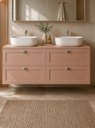 Ver imagem 1 de Gabinete para Banheiro com Tampo e 2 Cubas 160cm Retro MDF Rosa Milano - On Móveis