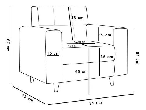 Kit Sofá 3 Lugares E 2 Poltronas Verona - Suede - Cinza - 5