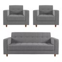 Ver imagem 1 de Kit Sofá 3 Lugares E 2 Poltronas Verona - Suede - Cinza