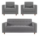 Ver imagem 1 de Kit Sofá 3 Lugares E 2 Poltronas Verona - Suede - Cinza