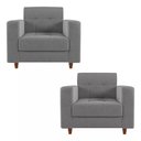 Ver imagem 3 de Kit Sofá 3 Lugares E 2 Poltronas Verona - Suede - Cinza