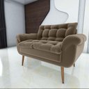 Ver imagem 3 de Sofá Namoradeira Pequeno Confortável 1,25 Larg Xangai Matrix Cor:veludo Capuccino
