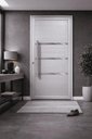 Ver imagem 2 de Porta de Giro Alumínio Branco Lambril c/Friso Puxador 80cm Maxx - 210x90 - Esquerda