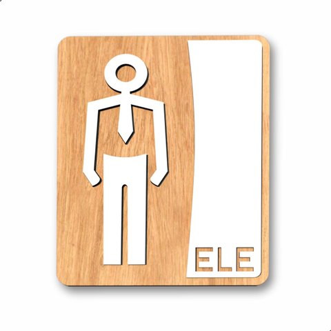 Placa para Banheiro Plaquinha Ele Cor Branco