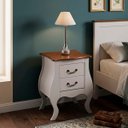Ver imagem 3 de Mesa de Cabeceira Bombê Linz 2 Gavetas 65 X 50 X 40 Cm (a X L X P) - Cor Offwhite/imbuia Glazer