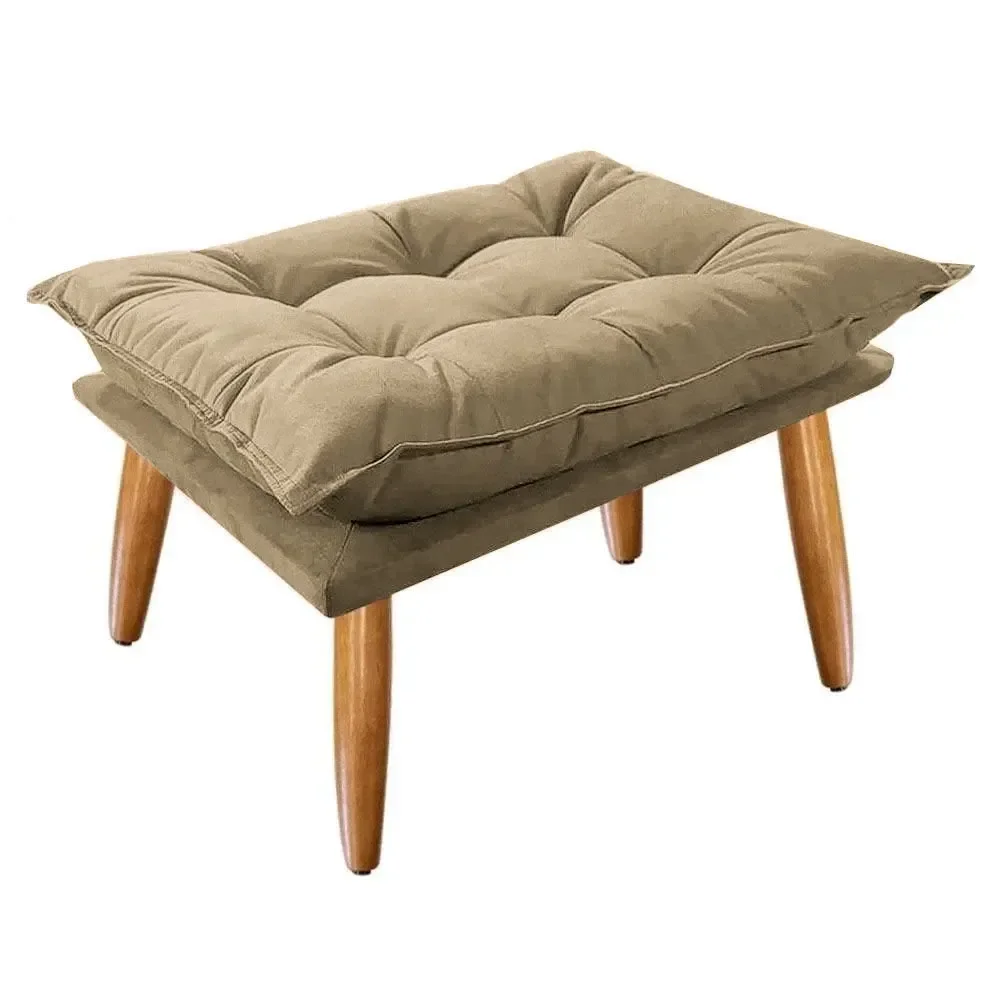 Puff Opala Slim Suede Pés Palito Decorativo Sala de Estar - Mercado Dos Móveis:cappuccino