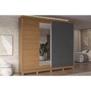 Ver imagem 1 de Guarda Roupa Casal 2 Portas de Correr (1 C/ Espelho) e 4 Gavetas C/ Pés Cb01t583 Canela/grafite -