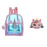 Kit Infantil Mochila Holográfica e Bolsa Transversal Rosa - 1