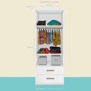 Ver imagem 2 de Jogo de Quarto Chiara 4 Peças - Roupeiro 2 portas, Módulo Aéreo e Cama com Auxiliar - Phoenix Baby