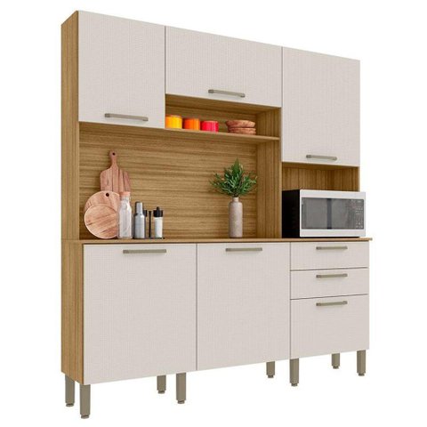 Cozinha Ambiente Ferrara 6 Portas e 2 Gavetas Freijó Soft - Kits Paraná