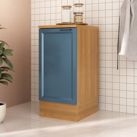 Balcão 1 Porta 41cm com Tampo Soho CabeCasa MadeiraOriginals Freijó/Azul
