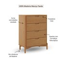 Ver imagem 3 de Cômoda Madeira Maciça 3301U Nest com 4 Gavetas Tauari Finestra