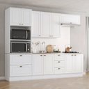 Ver imagem 1 de Cozinha Compacta 5 Peças 100% MDF com Torre Quente 2 Fornos e Tampo para Cooktop Americana Branco HP/Calcare