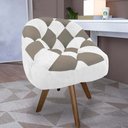Ver imagem 1 de Poltrona Paloma Escritório Sala Giratória Madeira Suede Branco e Suede Cappuccino - Dominic Decor
