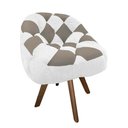 Ver imagem 2 de Poltrona Paloma Escritório Sala Giratória Madeira Suede Branco e Suede Cappuccino - Dominic Decor
